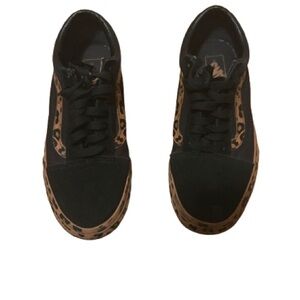 Black and Brown Leopard Print Low-top Vans